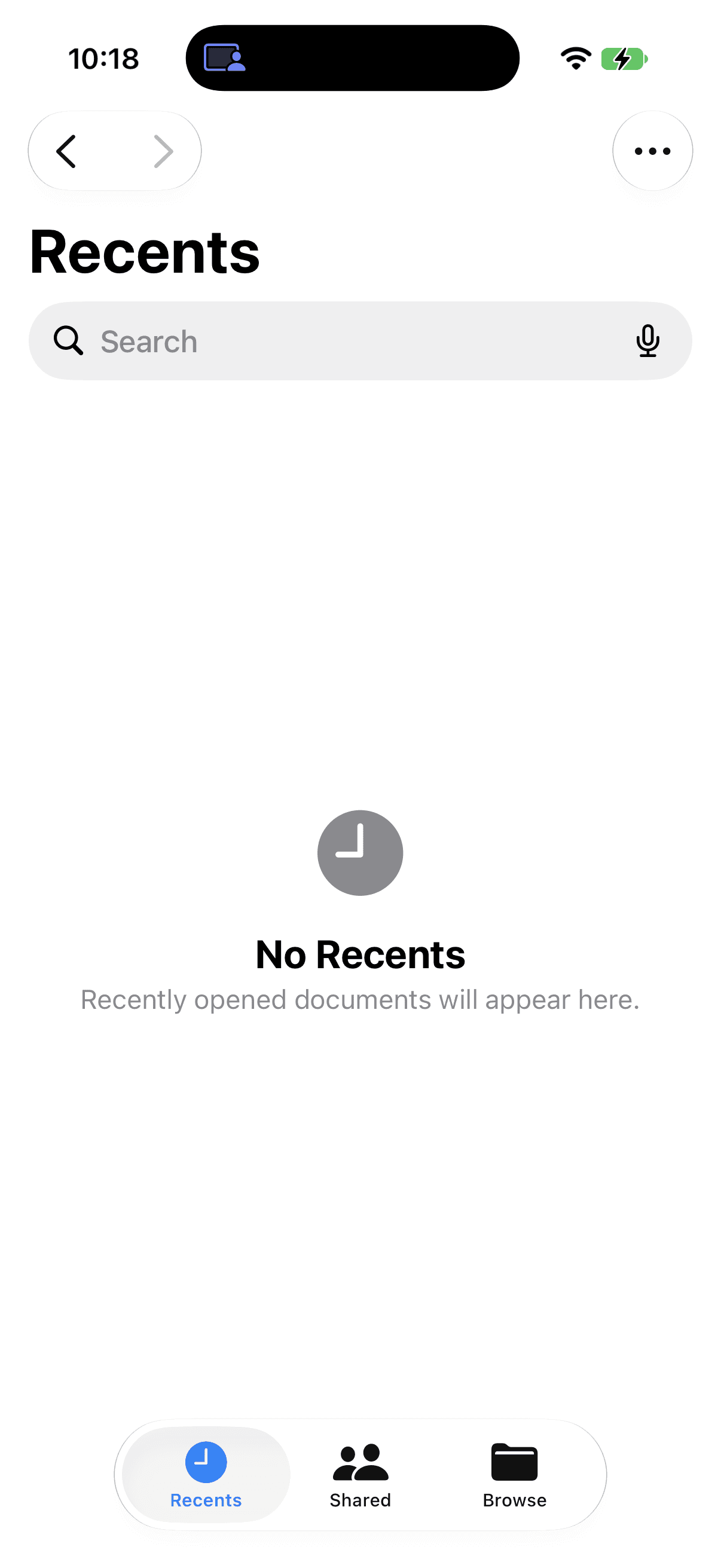 Files app on iPhone showing Recents and the Browse tab