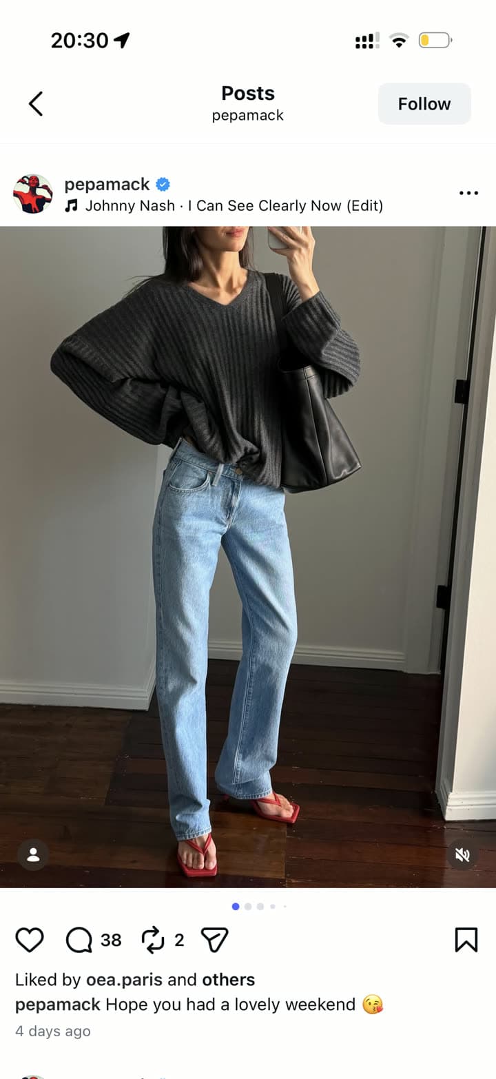 An Instagram outfit screenshot before saving
