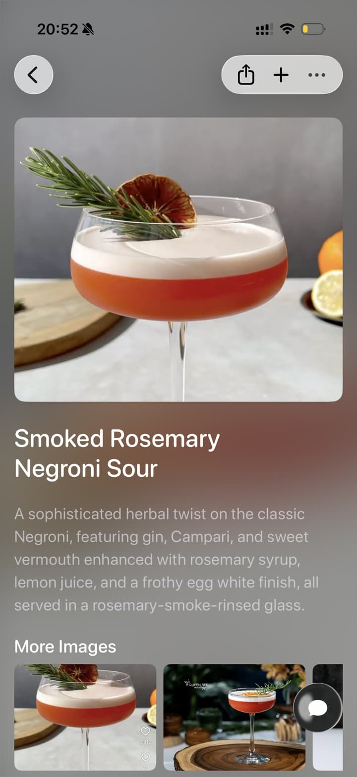A recipe screenshot saved as a Tote card